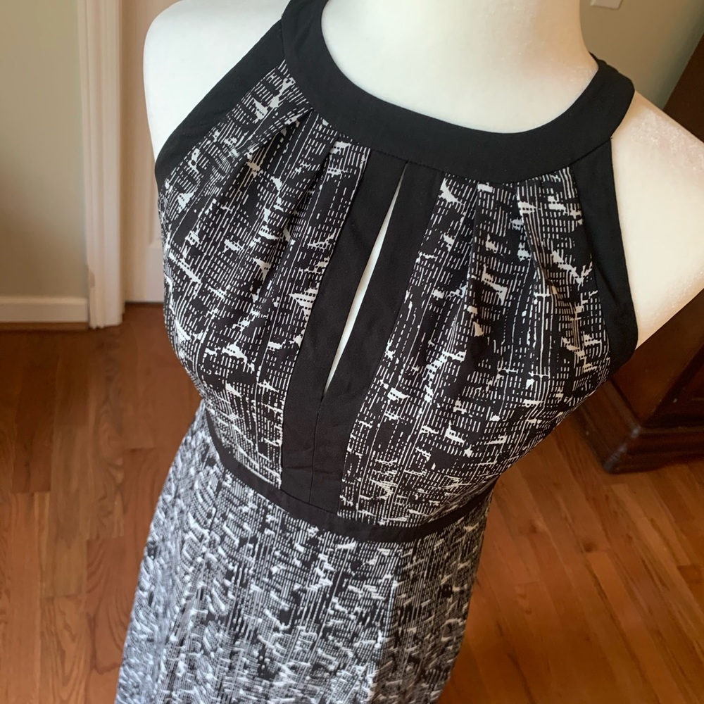 ⭐️WHBM⭐️ print maxi dress with leg slit - black & white - 0